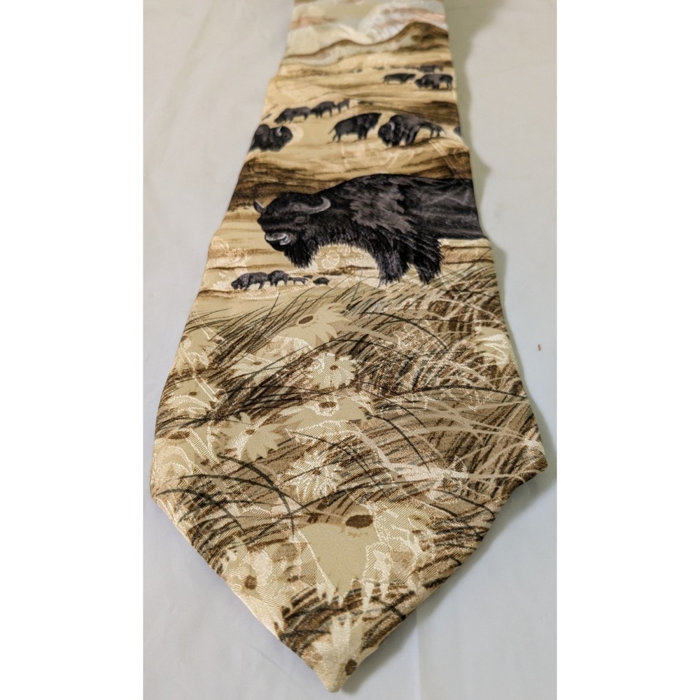 Vintage Wembley Endangered Species Men's Silk Tie Bison 55 X 4 Science Teacher